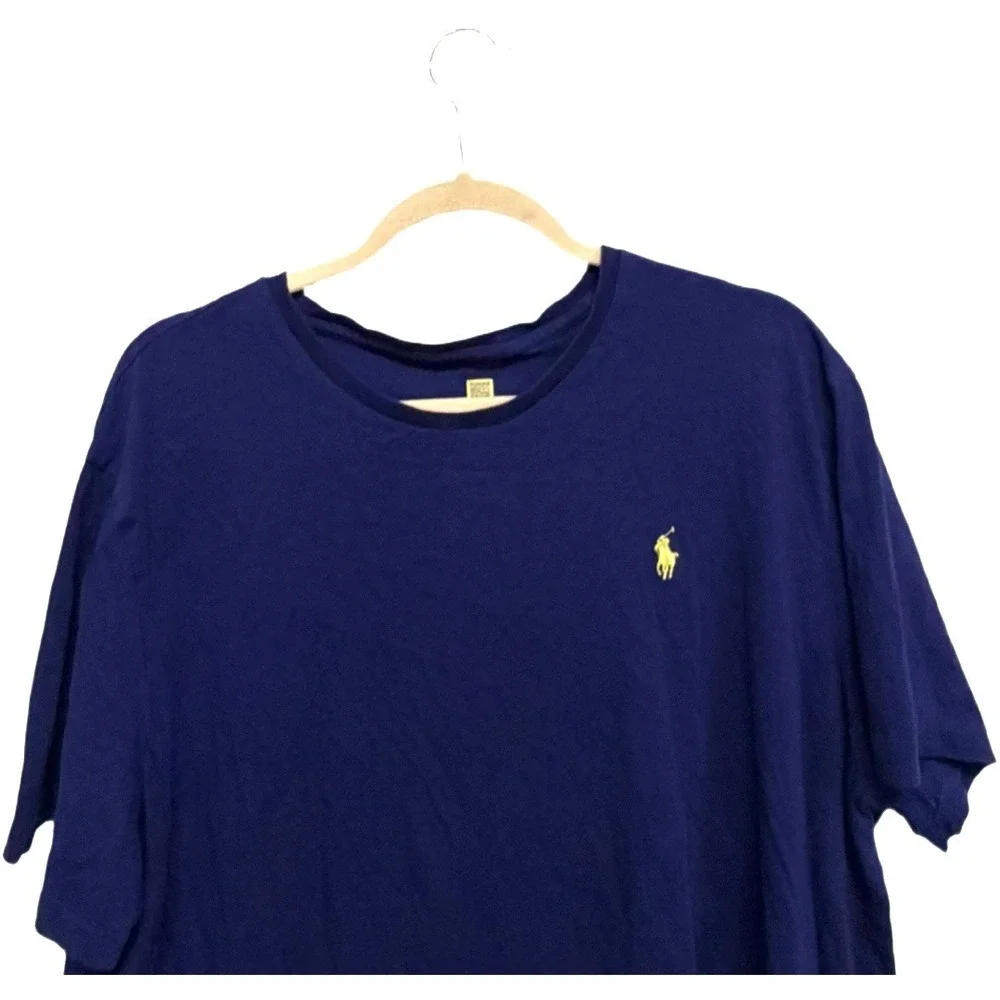 Polo Ralph Lauren Classic Crewneck T-Shirt Blue Yellow Pony Logo Short Sleeve XL